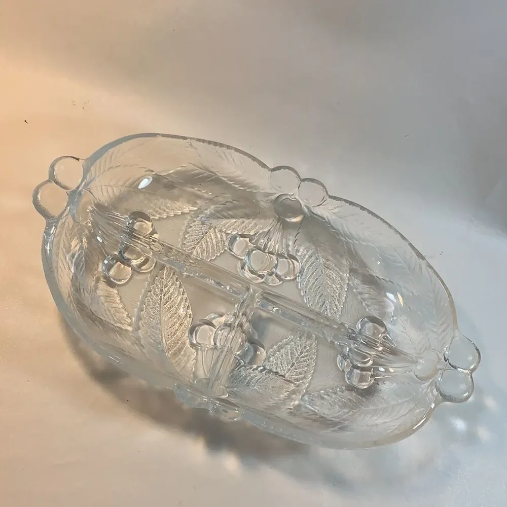 Cherry Patch Clear Glass 3 Divided Serving Tray